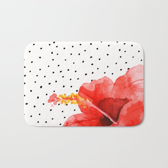 Tropical flower on dots Bath Mat