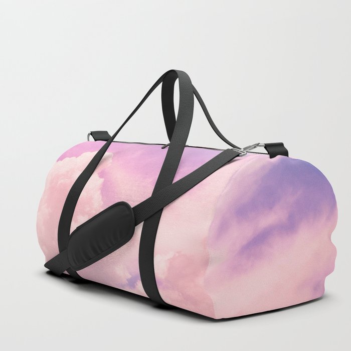 Pink And Purple Fluffy Colorful Clouds Cotton Candy Texture Duffle Bag