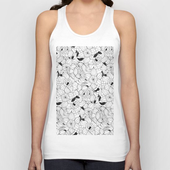 Daffodils spring floral pattern Unisex Tank Top