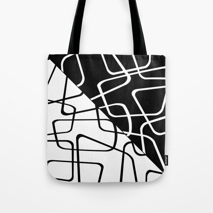 Mid Century Reflections - Black and white abstract Tote Bag