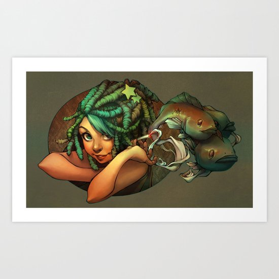 Smoking Fish Art Print