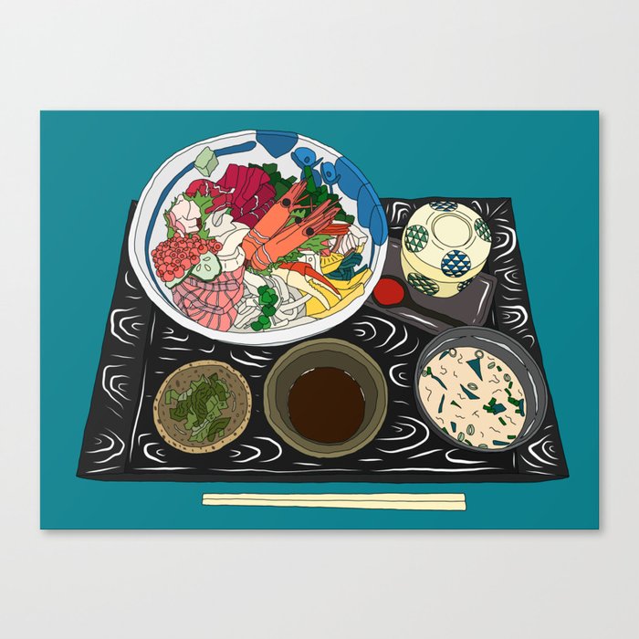 Japanese Seafood Chirashi Platter Canvas Print