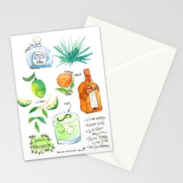 Classic Margarita Cocktail Recipe Stationery Cards