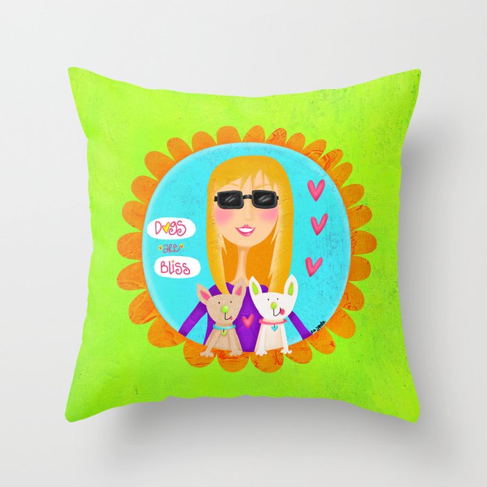 Dogs Are Bliss Throw Pillow