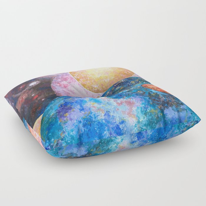 INCOMING- Colorful Abstract Impressionist Galaxy Painting  Floor Pillow