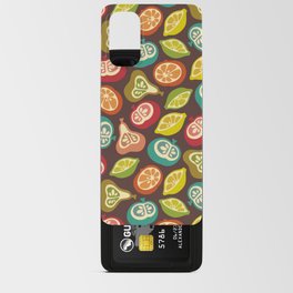 JUICY FRUITS FRESH RIPE FRUIT in RETRO MULTI-COLORS ON BROWN Android Card Case