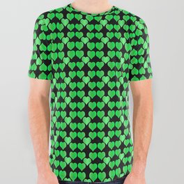 Green Glitter Modern Heart Collection All Over Graphic Tee