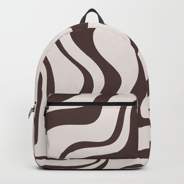 Retro Liquid Swirl Abstract Pattern in Brown Backpack