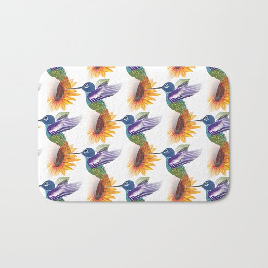 Hummingbird Pattern Bath Mat