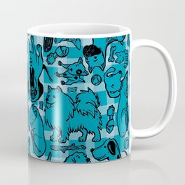 Pup Party in Teal Gingham Coffee Mug