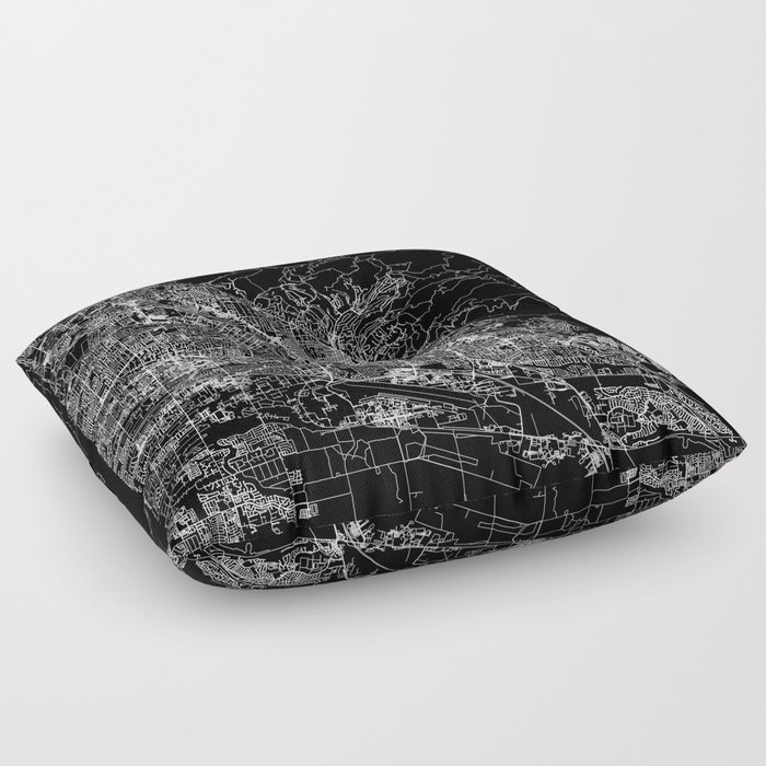 Boise Black Map Floor Pillow