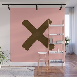 Brown X on pink backround Wall Mural