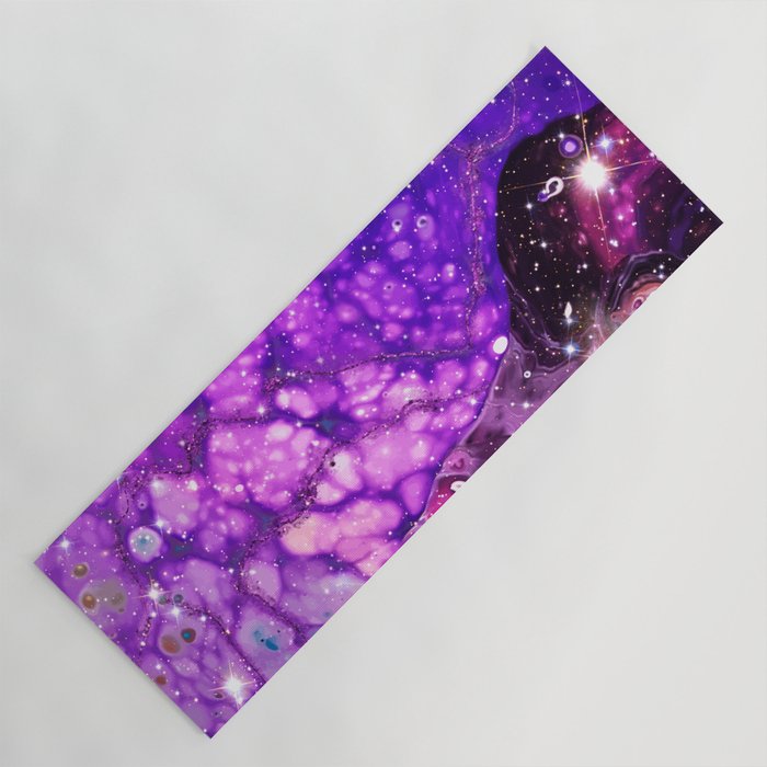Neon marble space #3: purple, gold, stars Yoga Mat