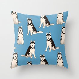Husky Dogs Throw Pillow