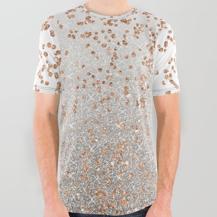 Glitter sparkle mix - rose gold & silver All Over Graphic Tee