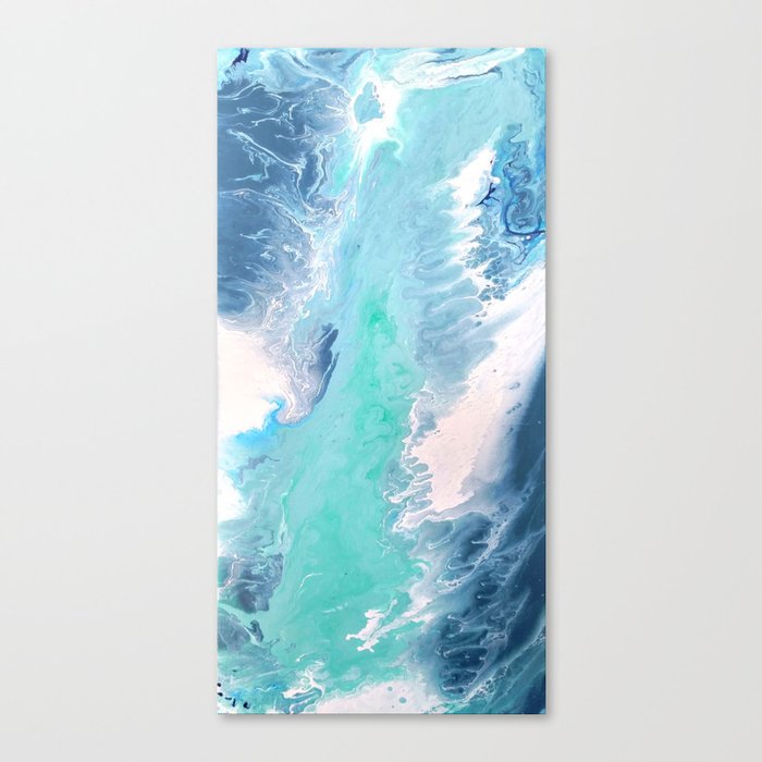 Blue Fluid Painting Waves Fluid Acrylic Abstract Canvas Print By