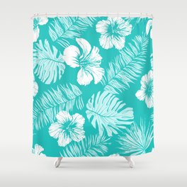 Seamless vintage pattern with leaves of tropical plants. Leaves and flowers Shower Curtain