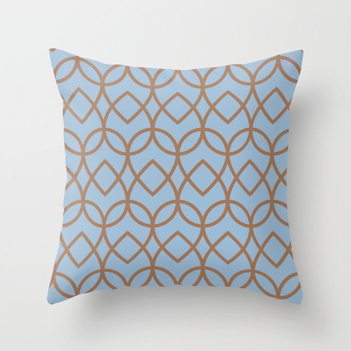 Pastel Blue Brown Geometric Pattern Teardrop 2021 Color of the Year Earth's Harmony Desert Varnish Throw Pillow