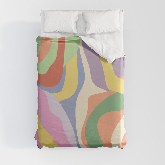 Retro Colorful Swirl Pattern Duvet Cover