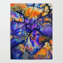 Purple and Orange Marble Pour Poster