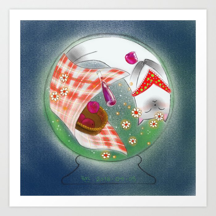 Cat In Snow Globe Series 5 Art Print By Thecatlibrary Society6