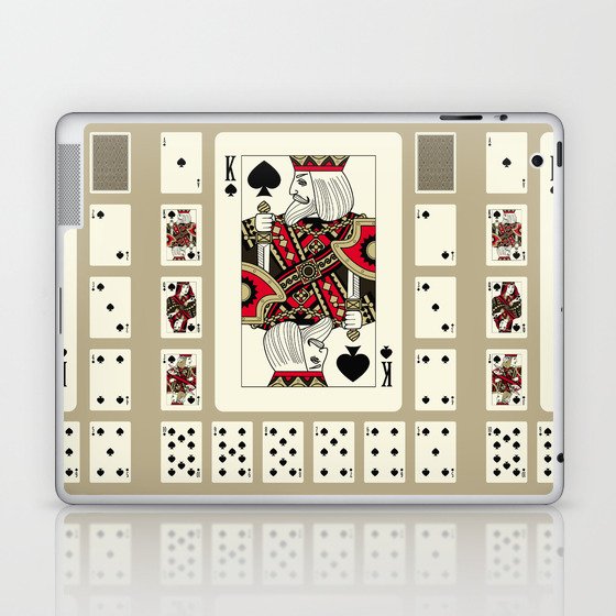Playing cards of Spades suit in vintage style. Original design. Vintage illustration Laptop & iPad Skin