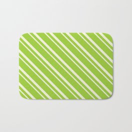 [ Thumbnail: Green and Beige Colored Lines Pattern Bath Mat ]