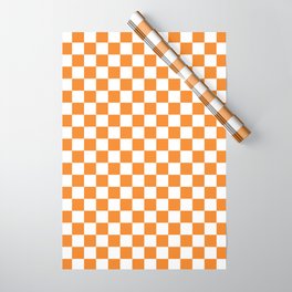 Orange Checkerboard Pattern Wrapping Paper