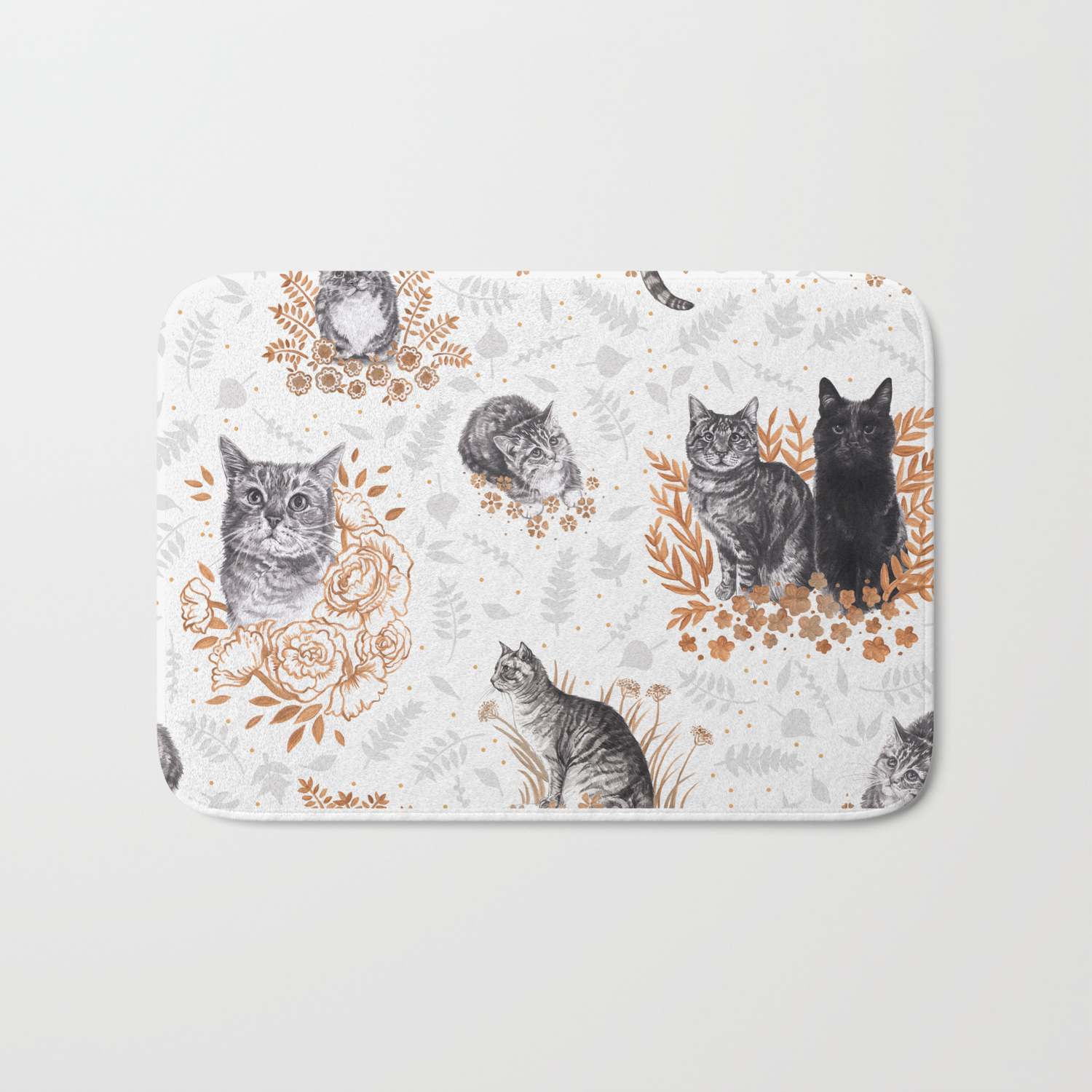 Le Chat Toile De Jouy Bath Mat By Loveraccoonsillustration Society6