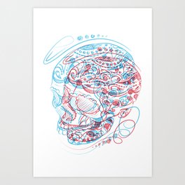 Red 'n Blue Skulls Art Print