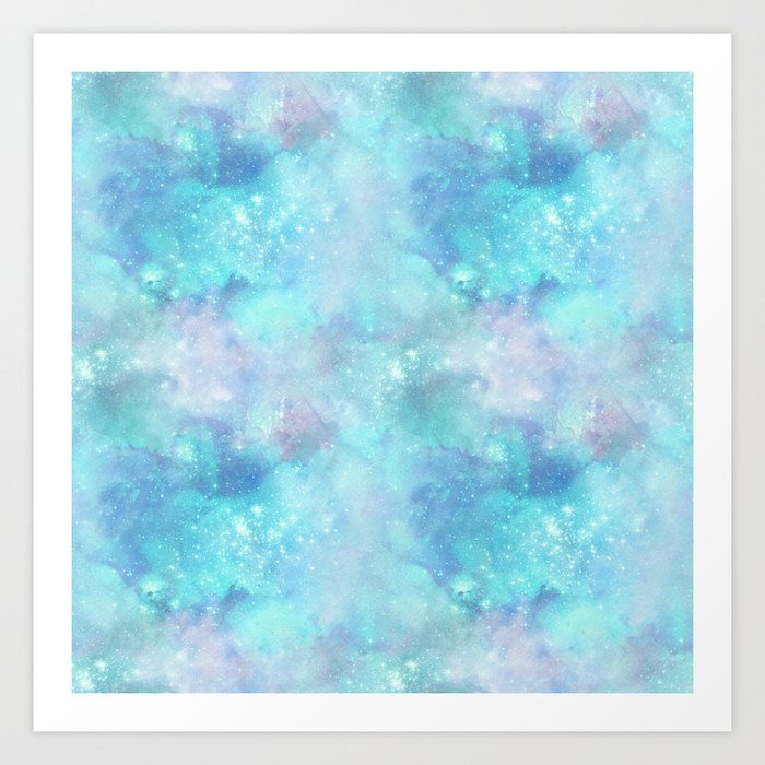 Aqua Blue Galaxy Painting Art Print