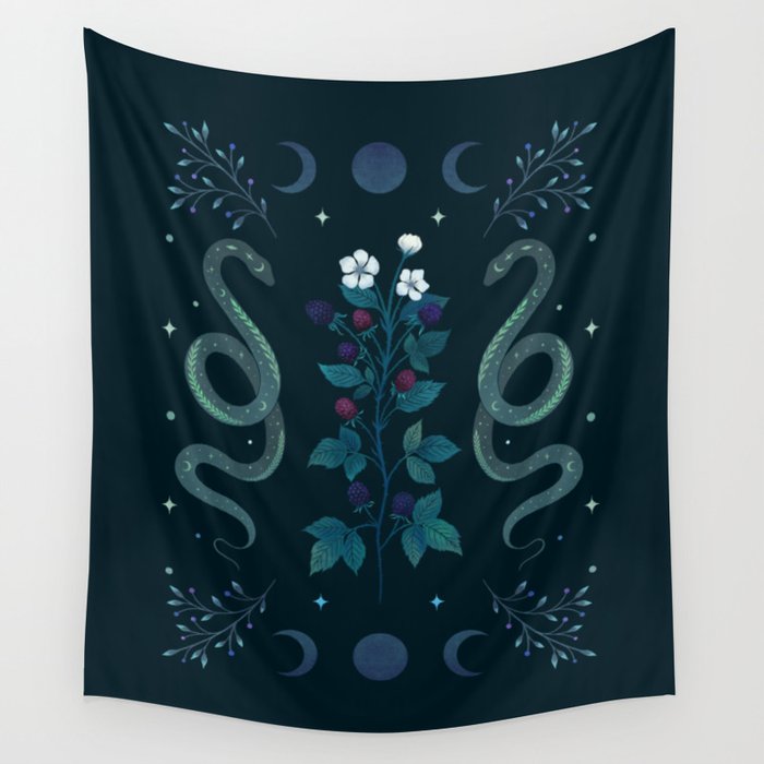 Serpent and Wild Berries Wall Tapestry
