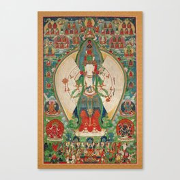 Eleven-Headed, Thousand-Armed, Thousand-Eyed Avalokitesvara Buddhist Thangka Art Canvas Print