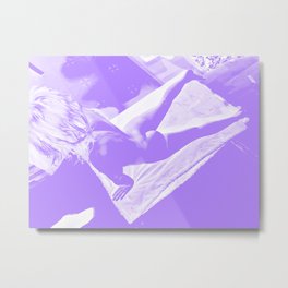 Nude girl stretching purple Metal Print