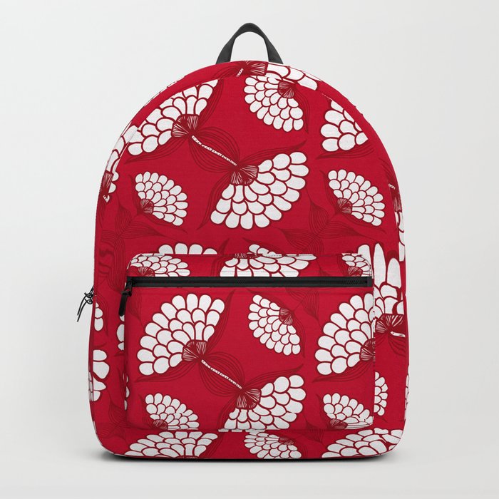 African Floral Motif on Red Backpack