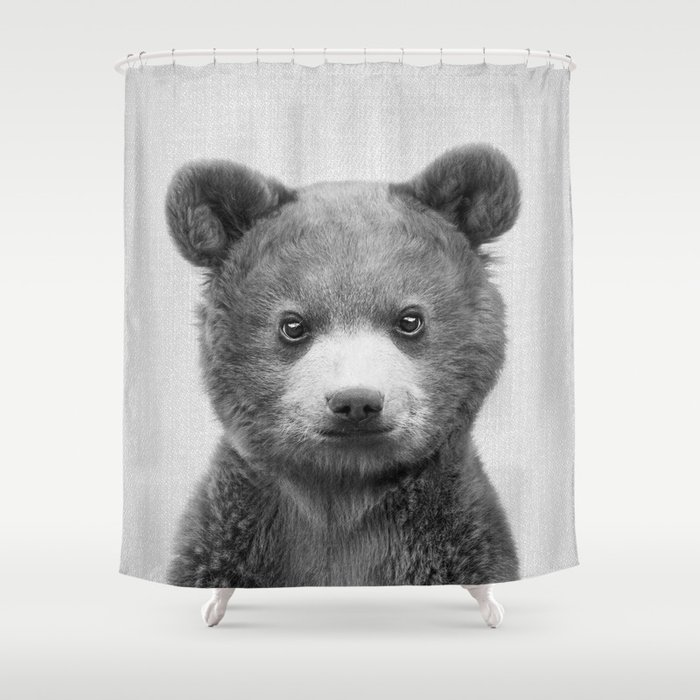 Baby Bear - Black & White Shower Curtain