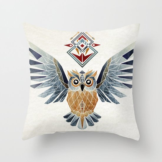 owl winter Throw Pillow