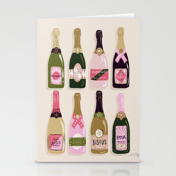 French Champagne Collection – Pink & Green Stationery Cards