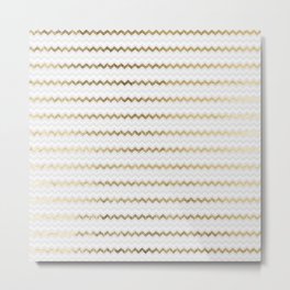 Elegant glam faux gold white geometrical chevron pattern Metal Print