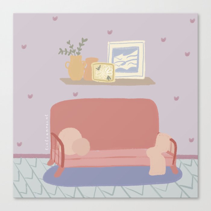 Art Print | Lilac Livingroom | Liefs Anoes  Canvas Print