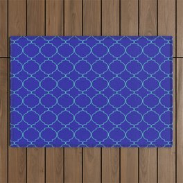 Modern Ethnic Style (Teal & Navy Blue Pattern) Outdoor Rug