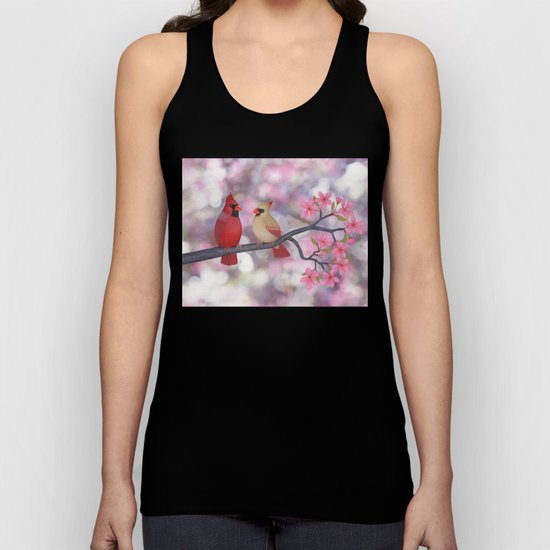 cardinals and crab apple blossoms Unisex Tank Top
