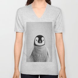 Baby Penguin - Black & White V Neck T Shirt