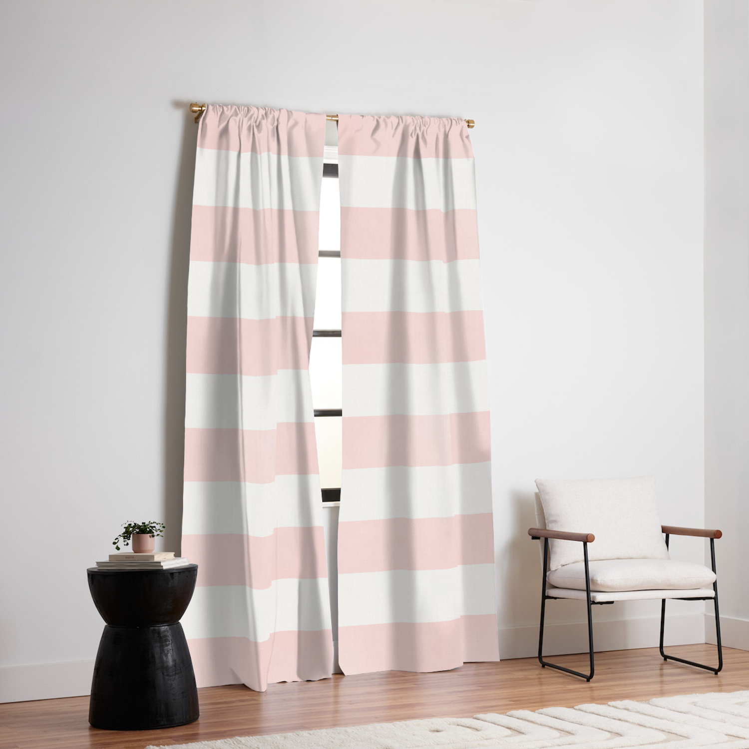 Blush Pink Coral Stripes Blackout Curtain By Beautifulhomes Society6