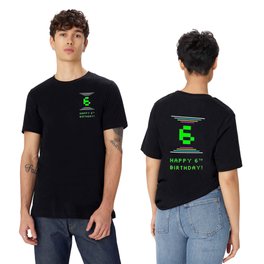 [ Thumbnail: 6th Birthday - Nerdy Geeky Pixelated 8-Bit Computing Graphics Inspired Look T Shirt T-Shirt ]