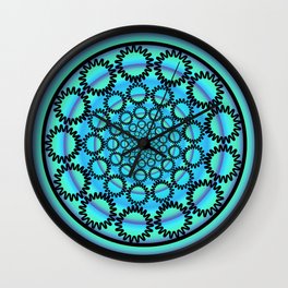 Iota Mandala Wall Clock | Geometric, Sacredgeometry, Festival, Geometry, Babyblue, Graphicdesign, Trippy, Pattern, Blue, Colorvibration 