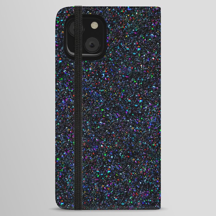 Black Licorice Galaxy Rainbow Glitter  iPhone Wallet Case