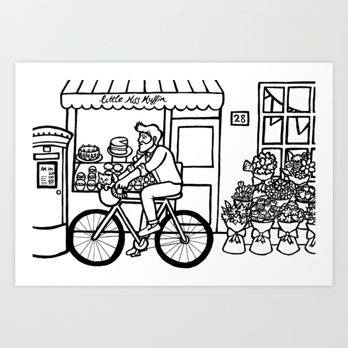 Bearded Cyclist Art Print