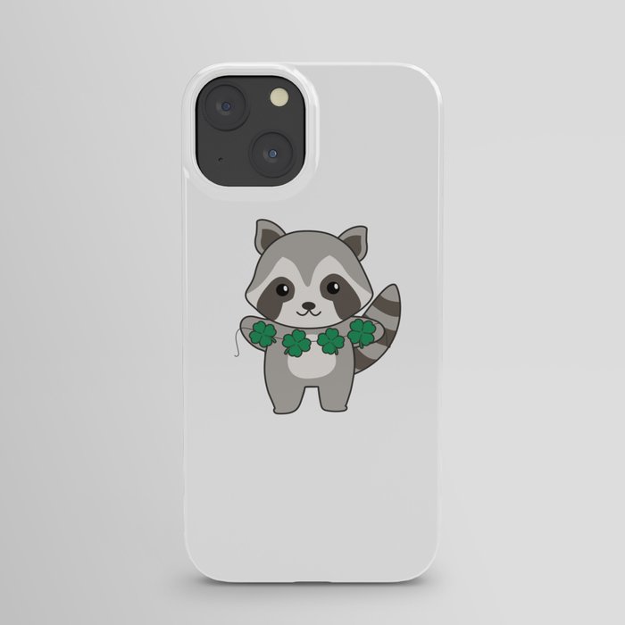 Raccoon With Shamrocks Cute Animals For Luck iPhone Case