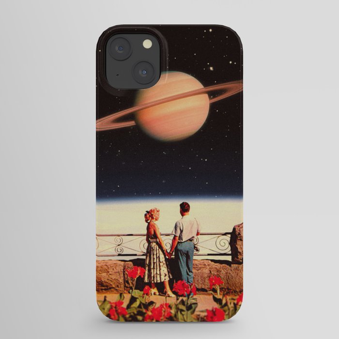 Lovers In Space - Romantic Sci-Fi Retro-Futurism Design iPhone Case